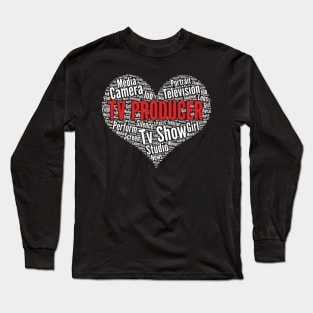 TV producer Heart Shape Word Cloud Design graphic Long Sleeve T-Shirt